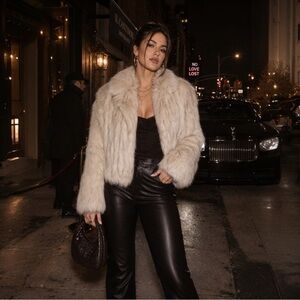 Elan Ivory Norway Blue Fox Fur Jacket Small Vintage Real Fur Luxury Wedding Glam